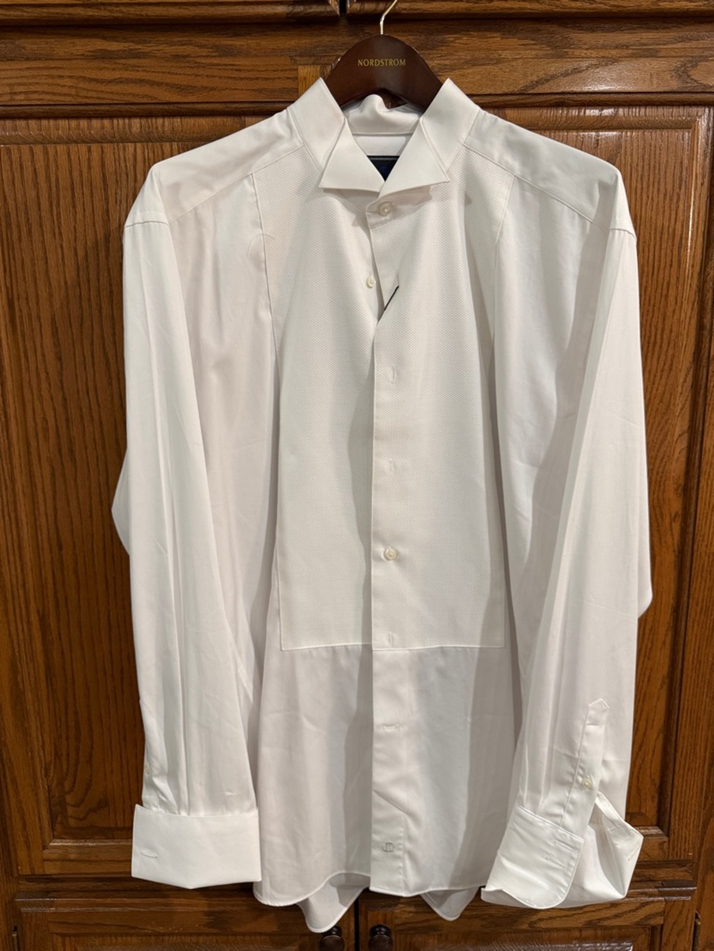 David Donahue White Pleated Bib Dress Shirt